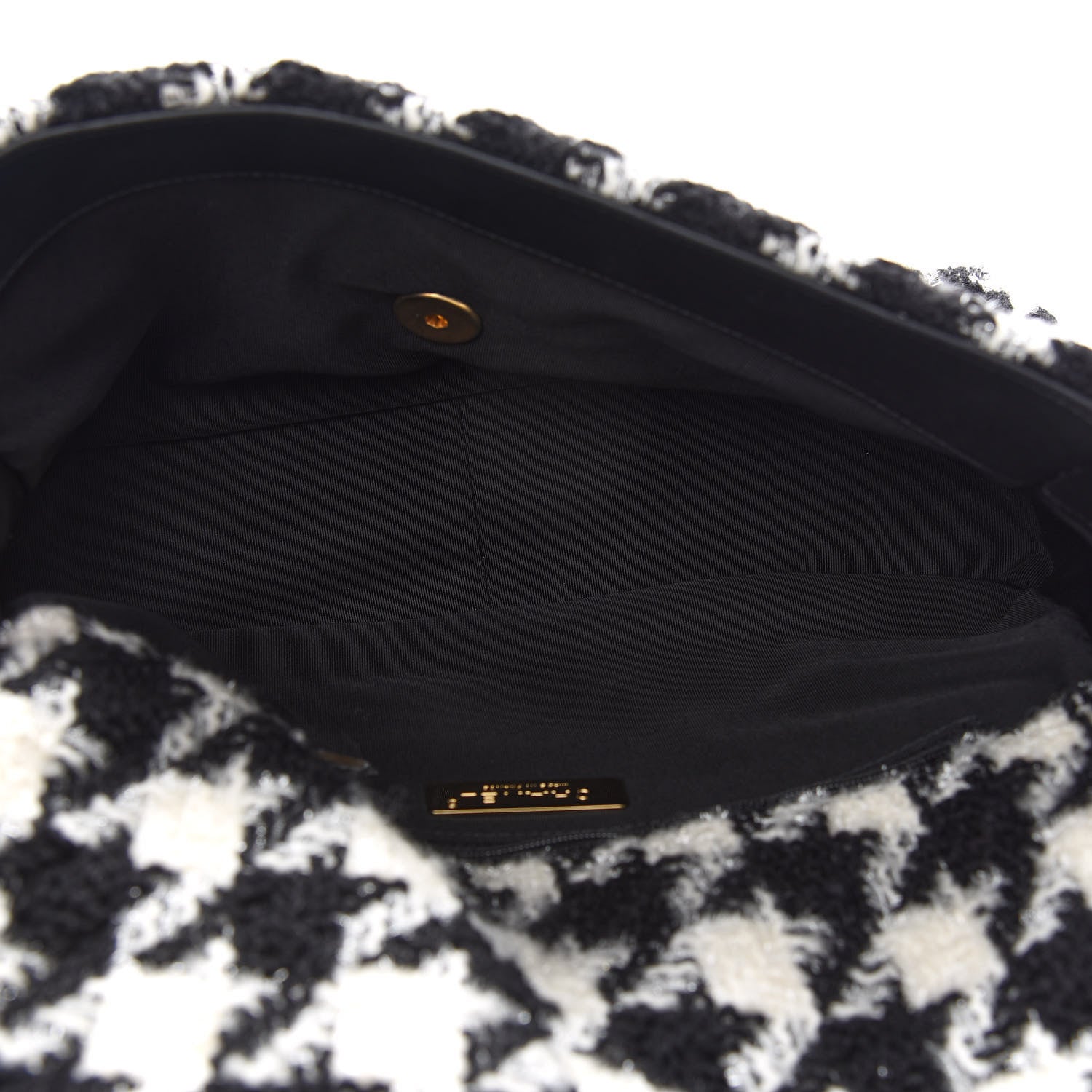 Chanel Tweed Quilted Large Chanel 19 Flap Black Ecru White 5 of 9