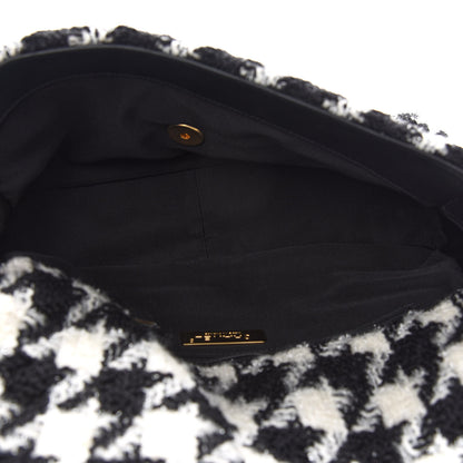 Chanel Tweed Quilted Large Chanel 19 Flap Black Ecru White 5 of 9