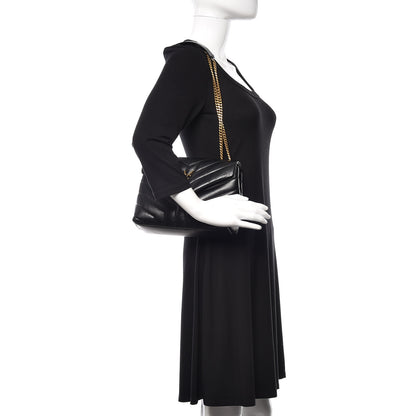 Saint Laurent Calfskin Y Quilted Monogram Small Loulou Chain Satchel Black 2 of 14