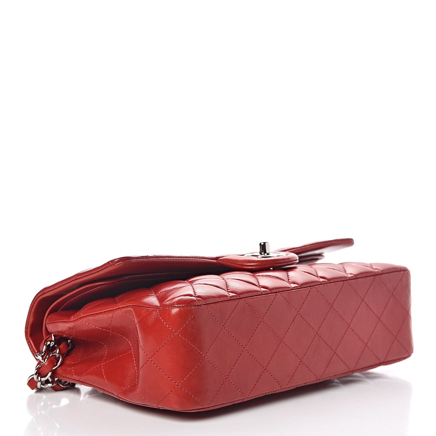 Lambskin Quilted Medium Double Flap Red