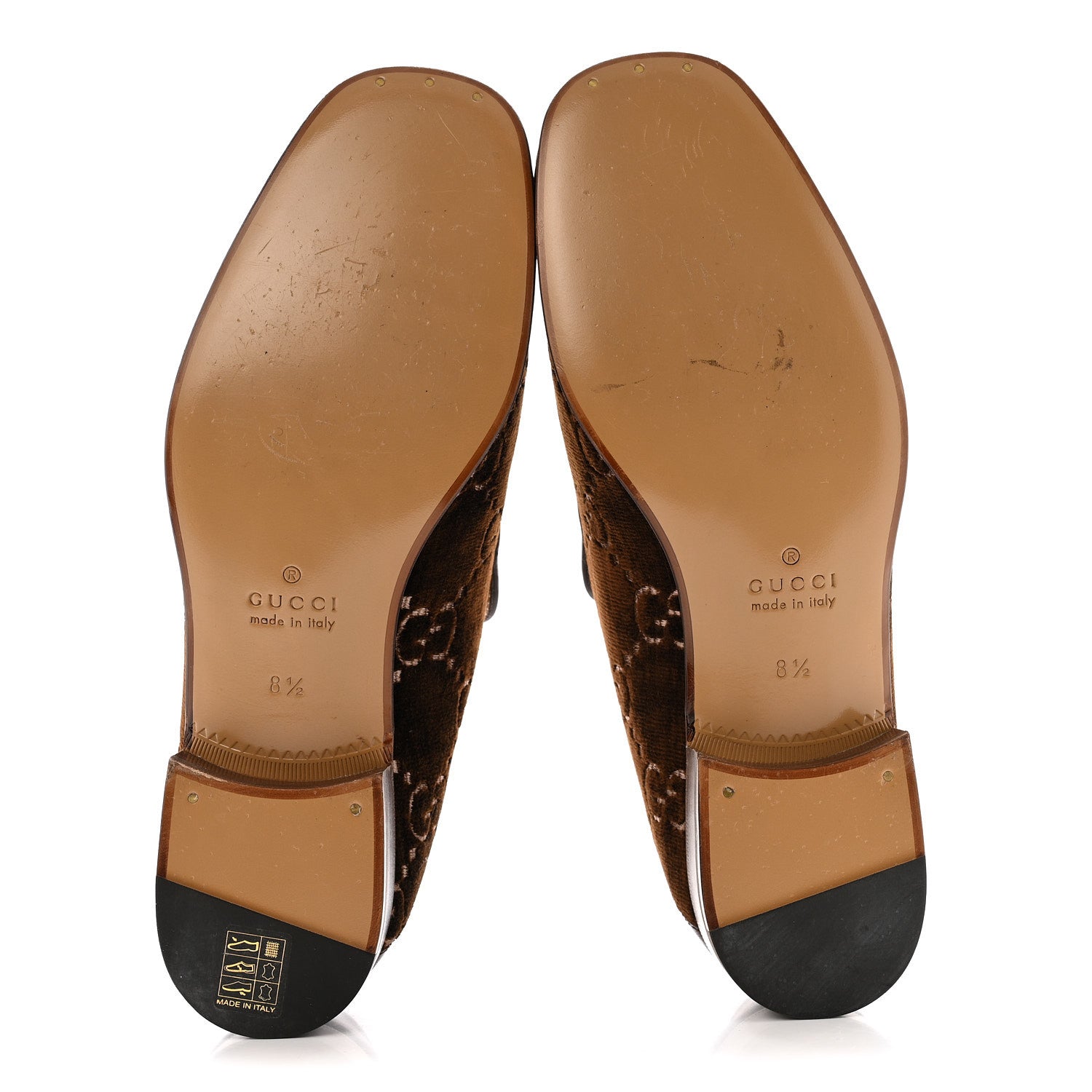 Gucci Velvet GG Monogram Goatskin Mens Horsebit Loafers 8.5 Brown Vintage Cocoa 6 of 11