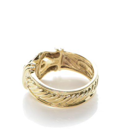 David Yurman 18K Yellow Gold Diamond Buckle Cable Ring 54.5 7.25 3 of 5