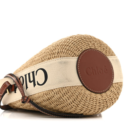 Chloe X MIFUKO Raffia Calfskin Small Woody Basket Shoulder Bag Black Beige 10 of 14