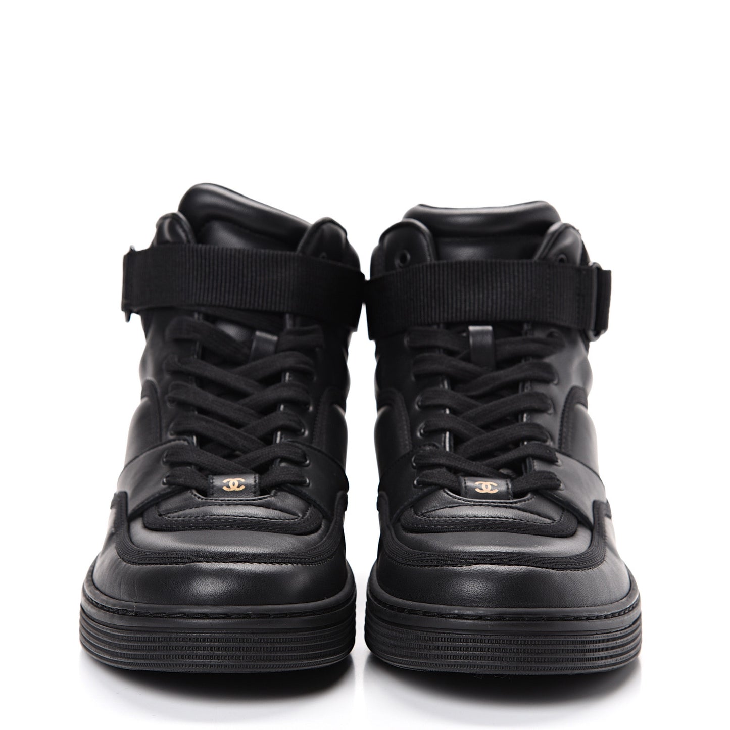 Lambskin Logo High Top Sneakers 39.5 Black