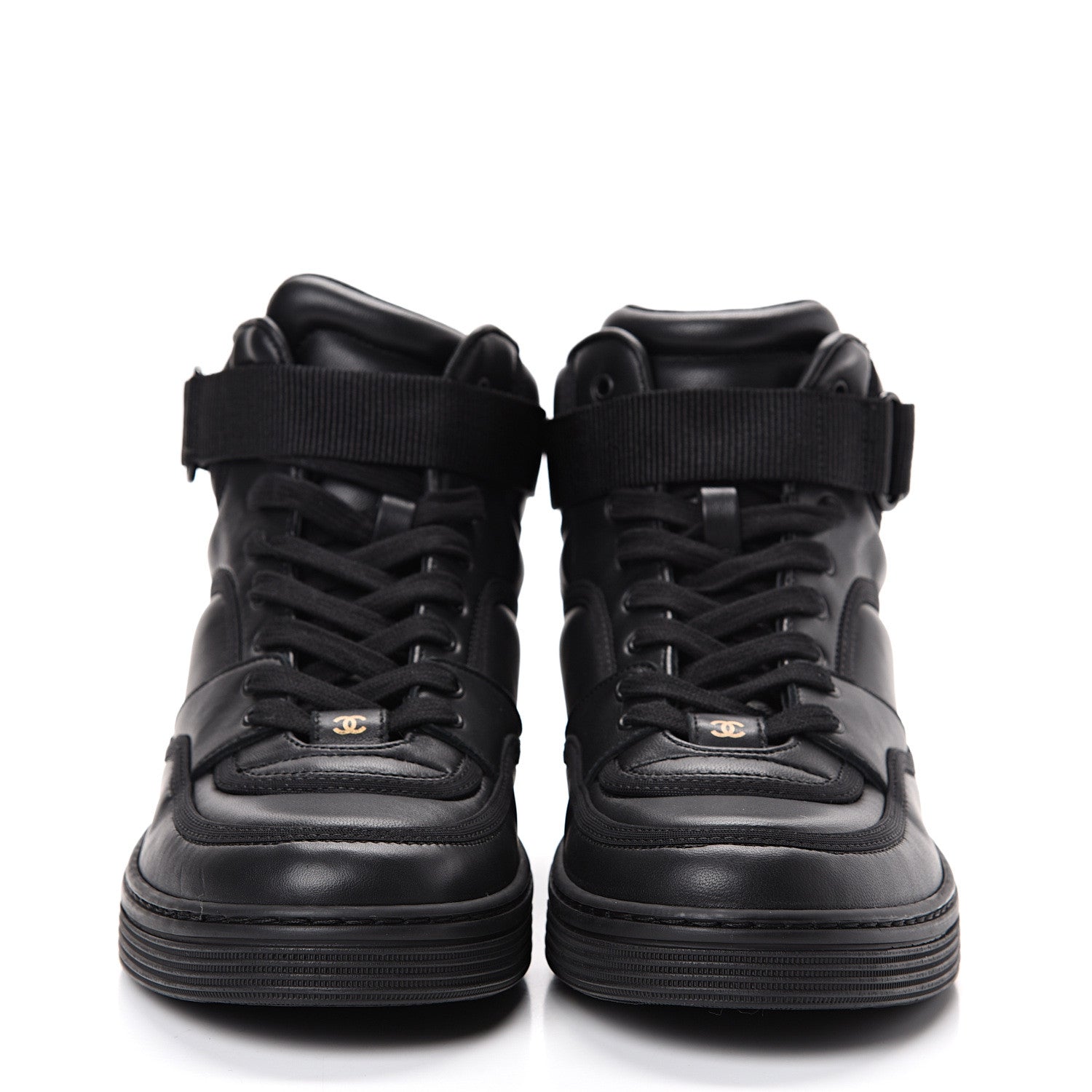 Chanel Lambskin Logo High Top Sneakers 39.5 Black 2 of 11