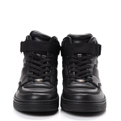 Chanel Lambskin Logo High Top Sneakers 39.5 Black 2 of 11