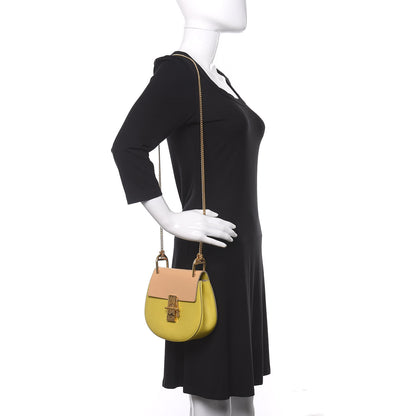 Chloe Grained Calfskin Lambskin Mini Bi-Color Drew Shoulder Bag Yellow Beige 2 of 10