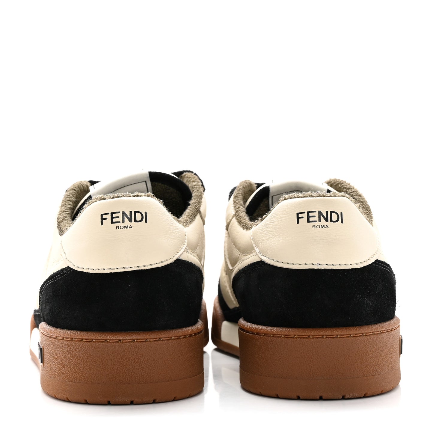 Suede Vitello Mens Fendi Match Low Top Sneakers 10 Milk Black