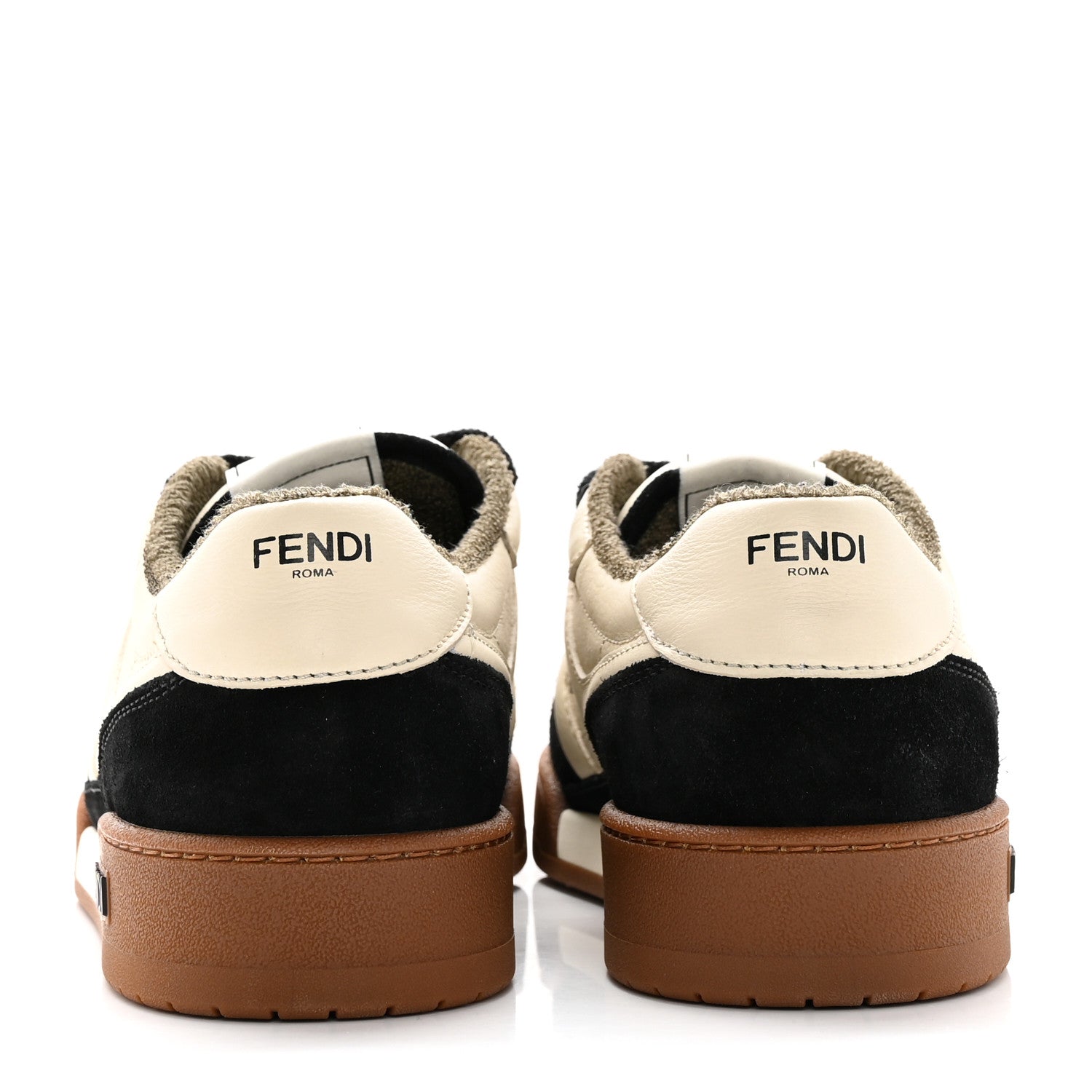 Fendi Suede Vitello Mens Fendi Match Low Top Sneakers 10 Milk Black 5 of 12