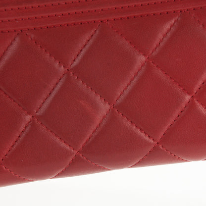 Chanel Lambskin Quilted Small Boy Zip Around Wallet Red 8 of 9