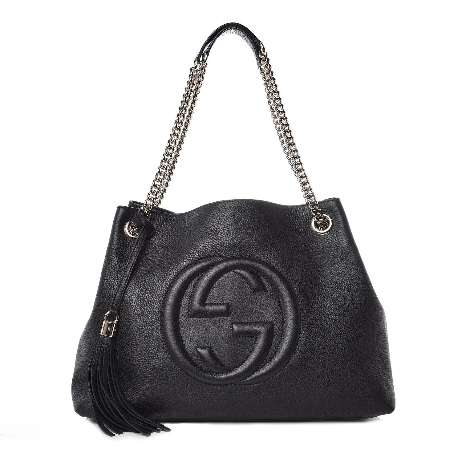 Gucci Pebbled Calfskin Medium Soho Chain Shoulder Bag Black 1 of 7