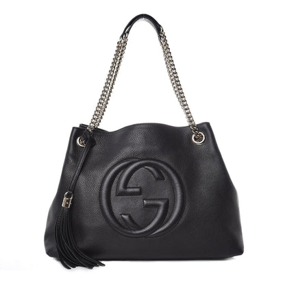 Gucci Pebbled Calfskin Medium Soho Chain Shoulder Bag Black 1 of 7
