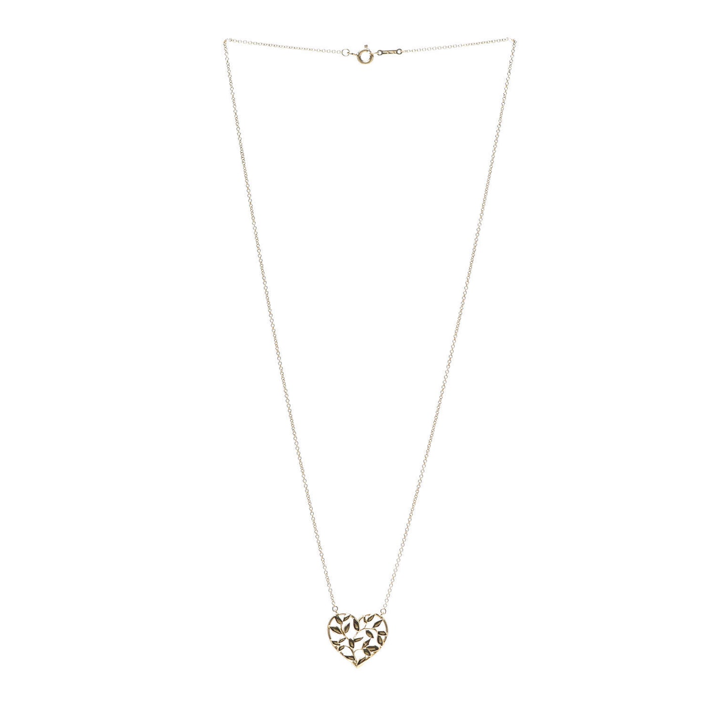 18K Yellow Gold Paloma Picasso Olive Leaf Heart Pendant Necklace