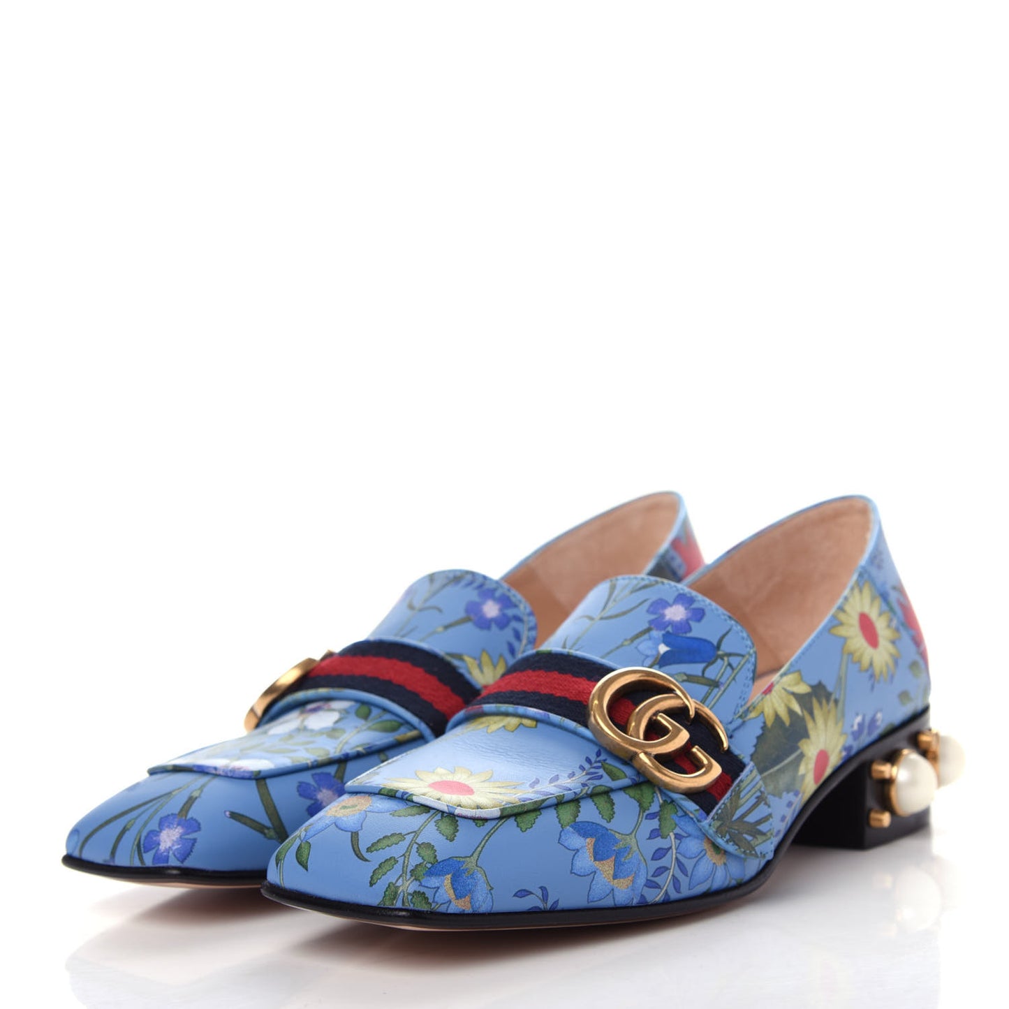 Apollo Calfskin Web Pearl New Flora Peyton 35mm Loafer Pumps 37.5 Azure