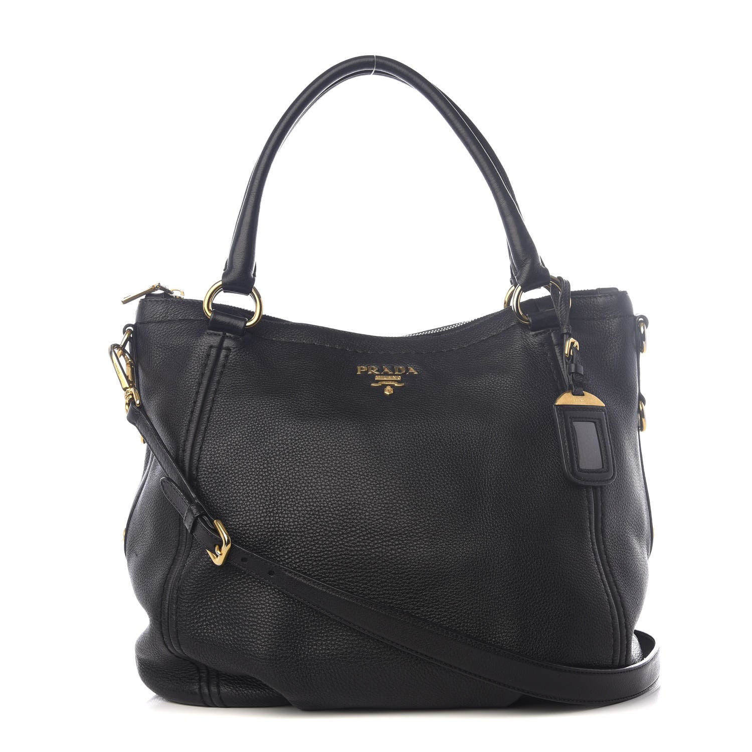 Prada Vitello Daino Shoulder Bag Black 1 of 8