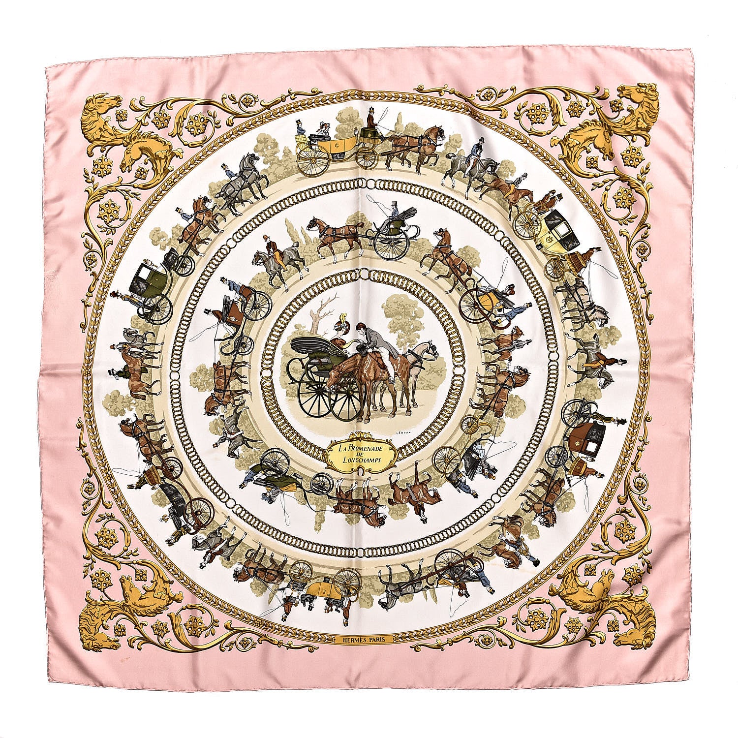Hermes Silk La Promenade De Longchamps Scarf 90 1 of 8