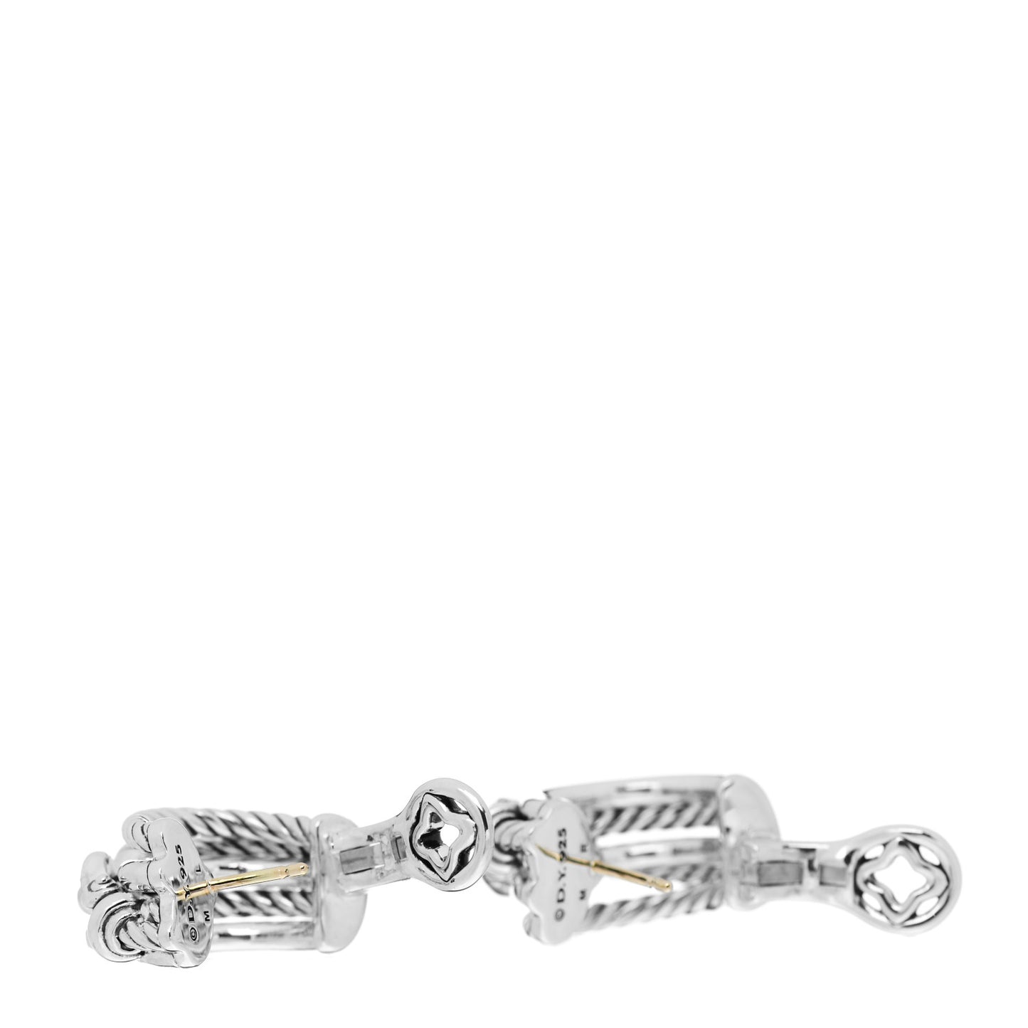 Sterling Silver Diamond Buckle Crossover Shrimp Earrings