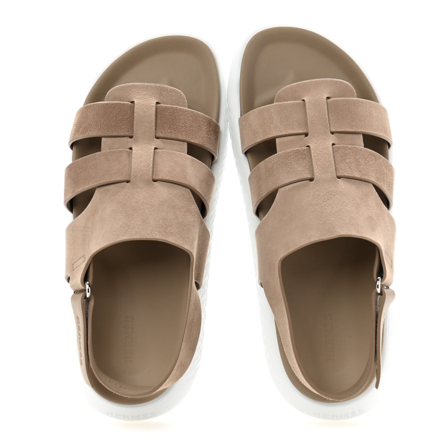 Hermes Suede Mens Doha Sandals 43 Taupe 2 of 10