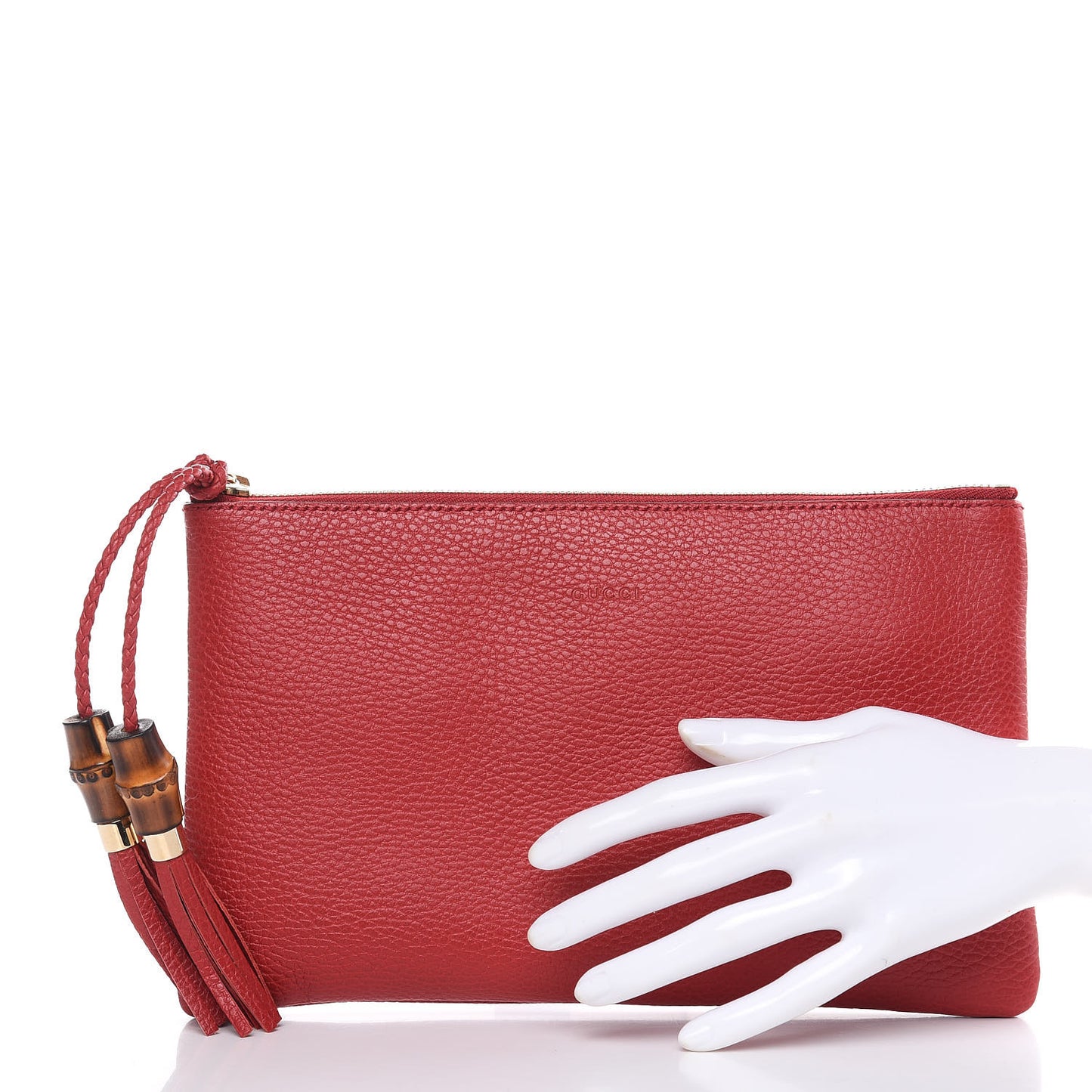 Calfskin Bamboo Clutch Red