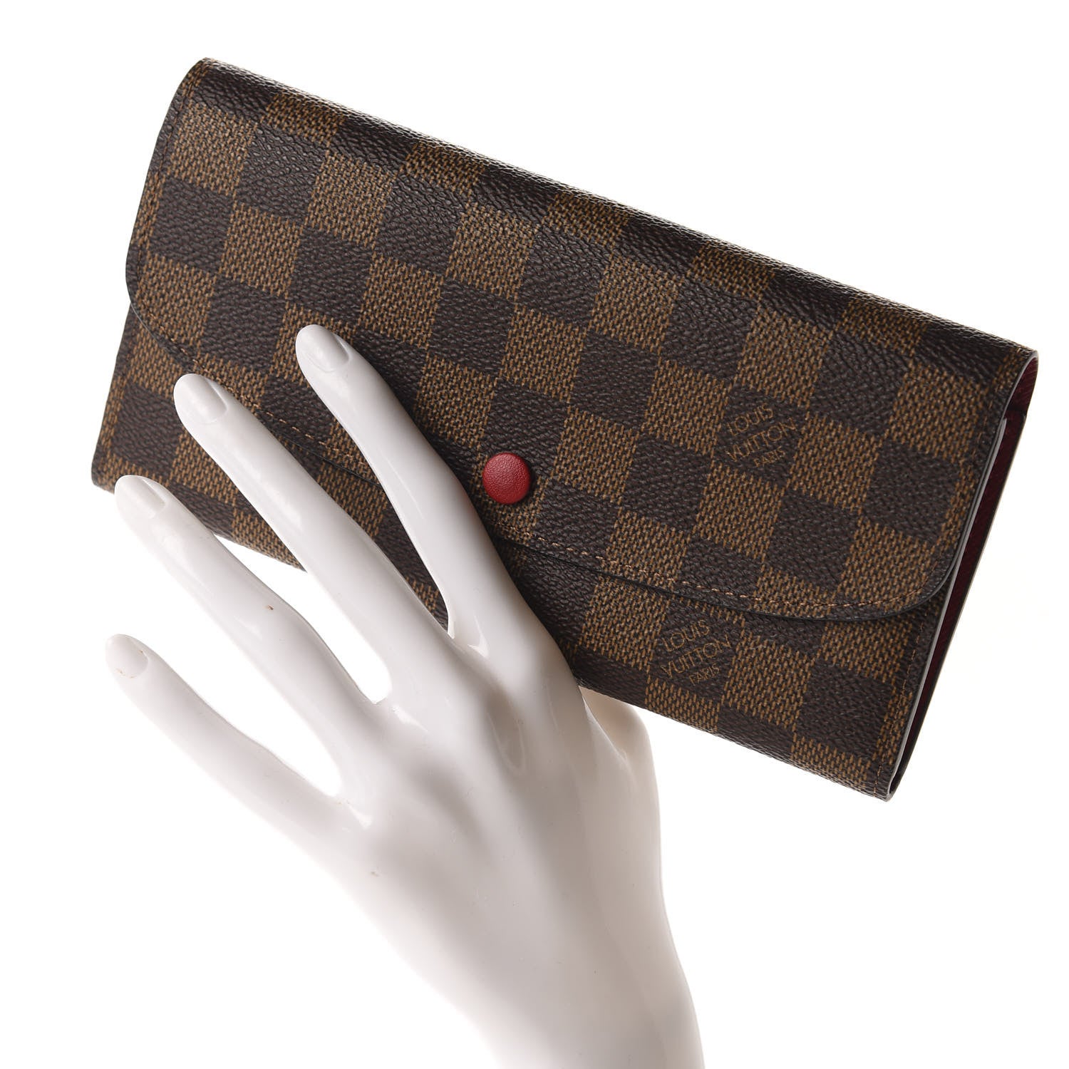 Louis Vuitton Damier Ebene Emilie Wallet Red 2 of 7