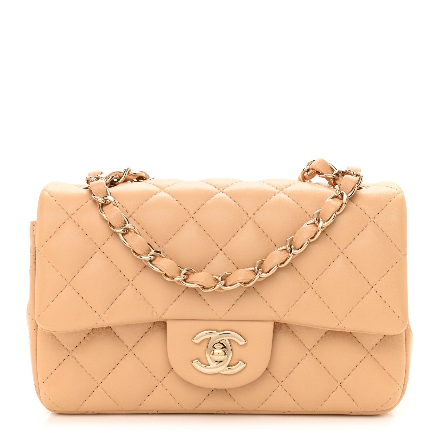 Chanel Lambskin Quilted Mini Rectangular Flap Beige 1 of 11