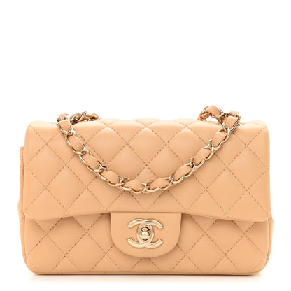 Chanel Lambskin Quilted Mini Rectangular Flap Beige 1 of 11