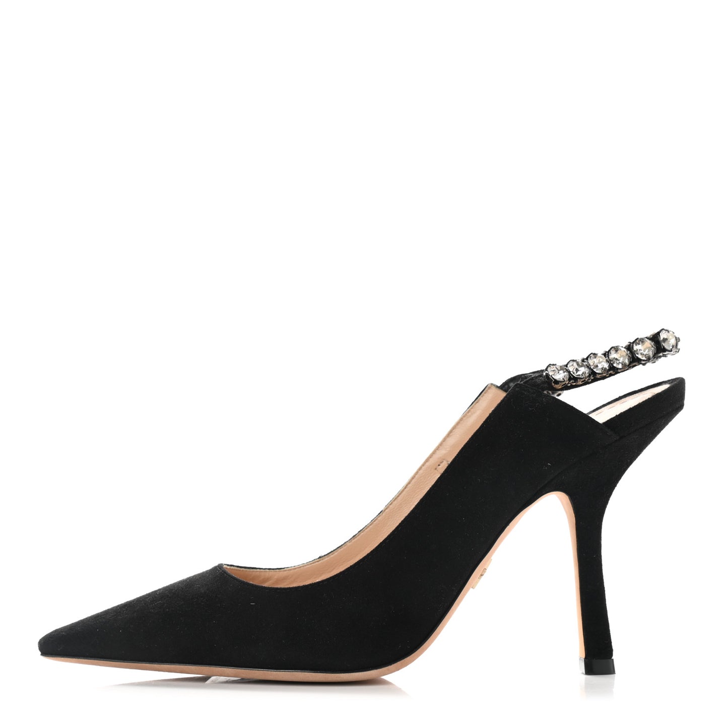 Suede Crystal Diorich Slingback Pumps 38.5 Black