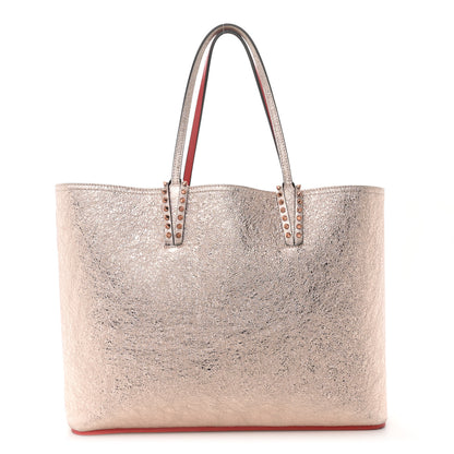 Christian Louboutin Metallic Crinkled Calfskin Spiked East West Cabata Rose Gold 1 of 12