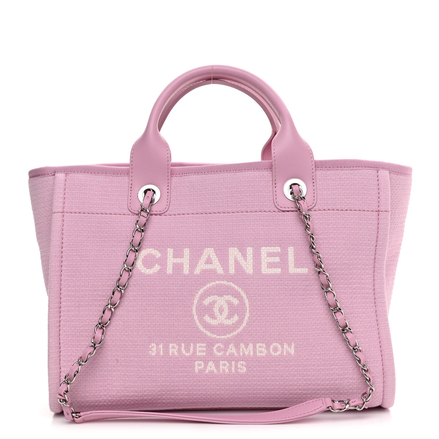 Chanel Mixed Fibers Small Deauville Tote Dark Pink 3 of 10