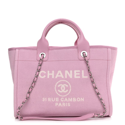 Chanel Mixed Fibers Small Deauville Tote Dark Pink 3 of 10