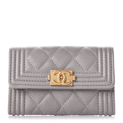 Chanel Caviar Quilted Boy Card Holder Wallet Grey 1 of 11