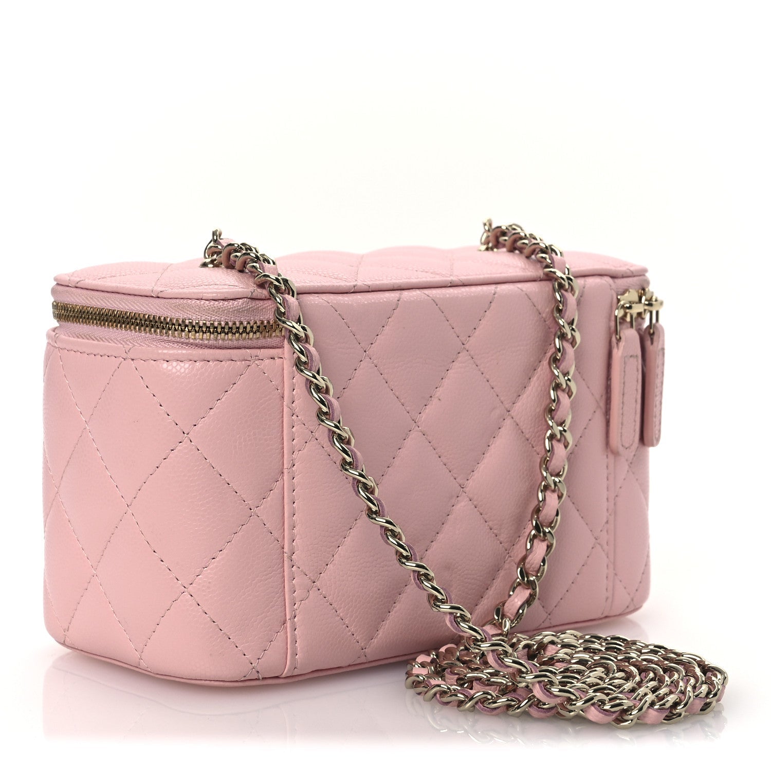 Chanel Caviar Quilted  Vanity Case With Chain Pink 3 of 14