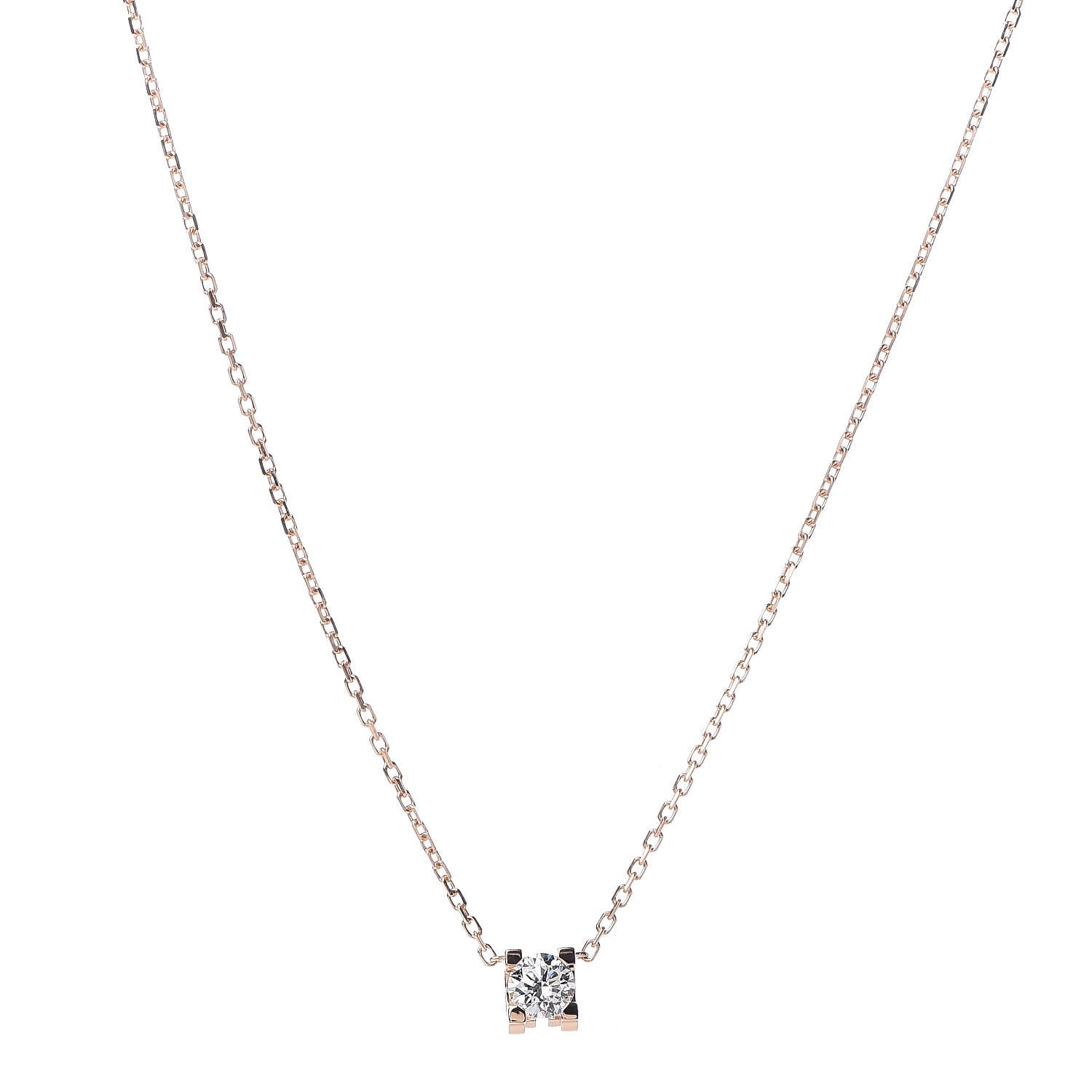 Cartier 18K Pink Gold Diamond .23ct C De Pendant Necklace 1 of 5