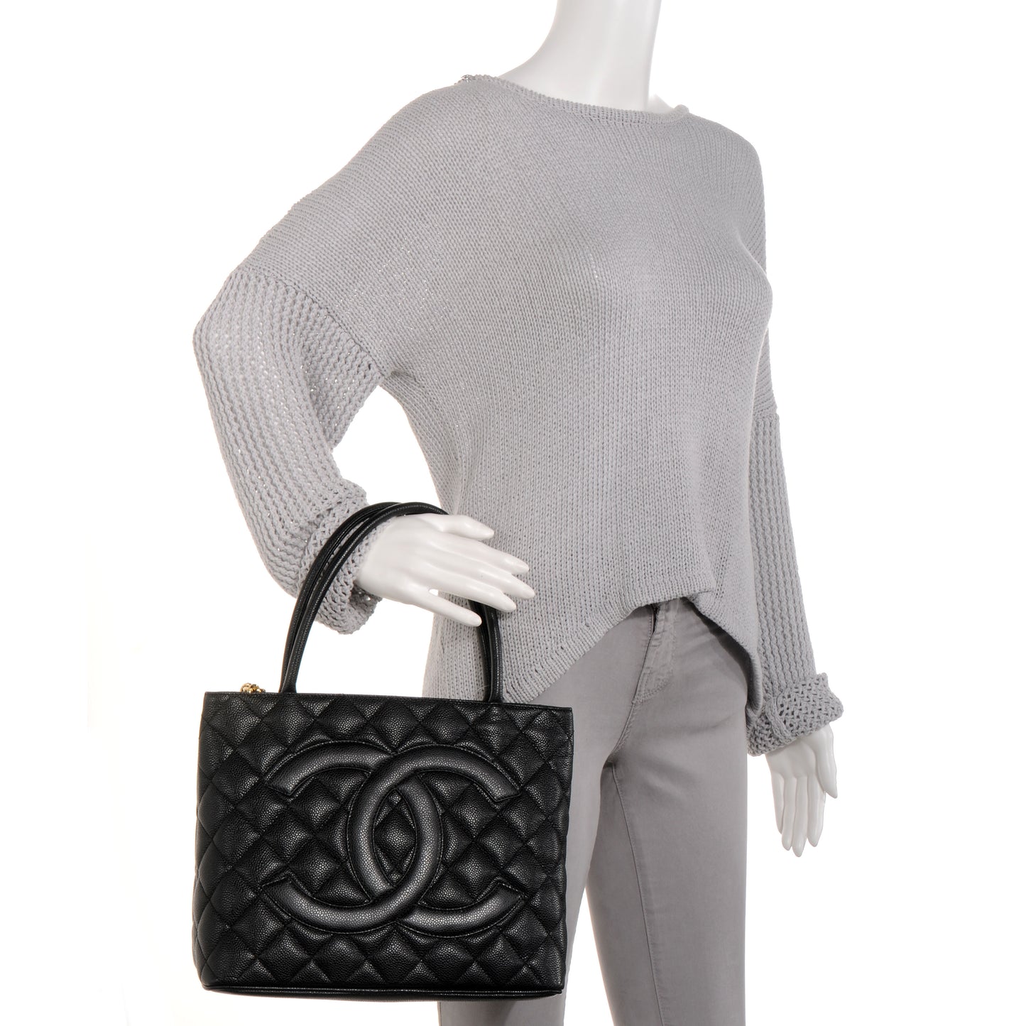 Caviar Medallion Tote Black