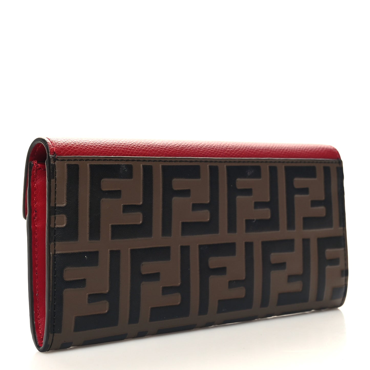 Vitello Cruise F is Fendi Bi-Color FF 1974 Embossed Continental Envelope Wallet Maya Black Fragola