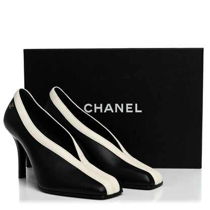 Chanel Lambskin Pumps 35.5 Black Ivory 10 of 10