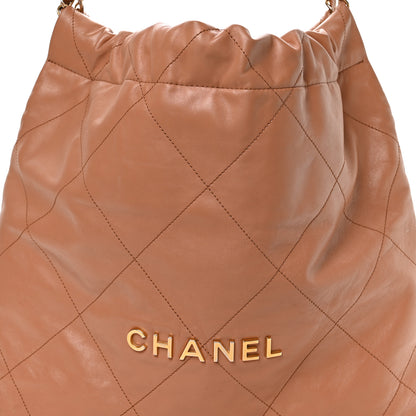 Chanel Shiny Calfskin Quilted Chanel 22 Camel 9 of 11