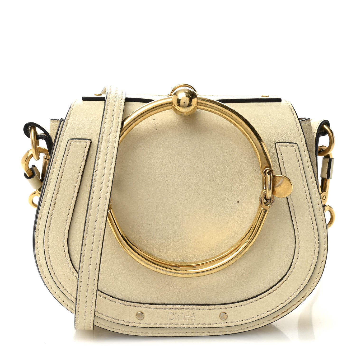 Chloe Calfskin Suede Small Nile Bracelet Bag Off White 1 of 29