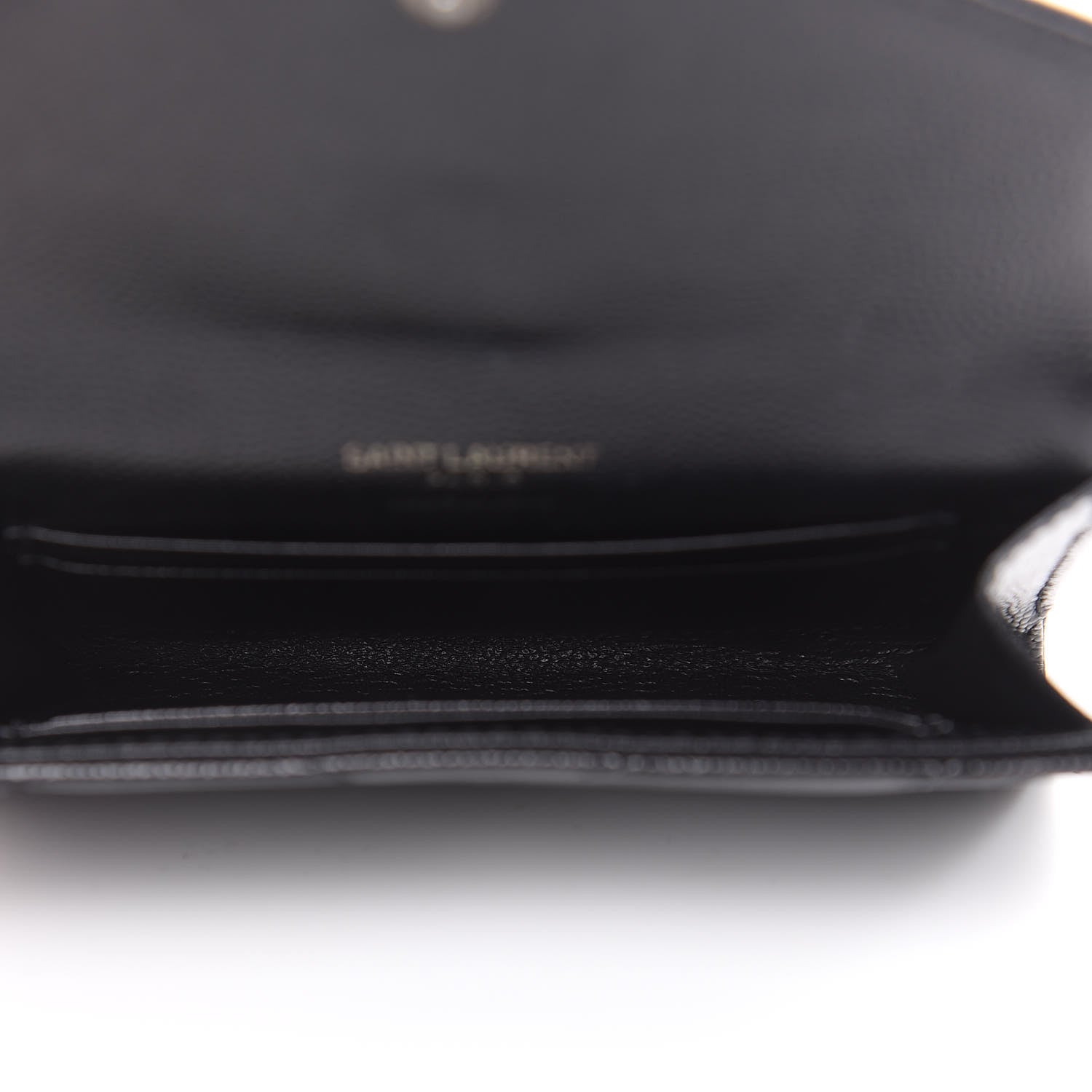 Saint Laurent Grain De Poudre Matelasse Chevron Small Monogram Envelope Wallet Black 5 of 10