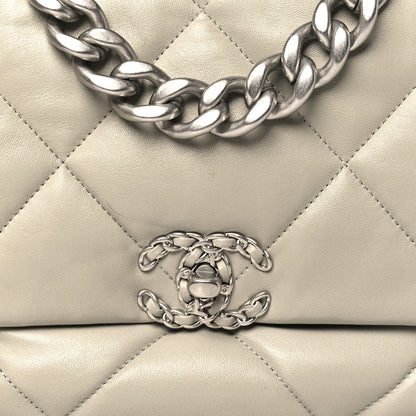Chanel Lambskin Quilted Large Chanel 19 Flap Light Grey 8 of 10