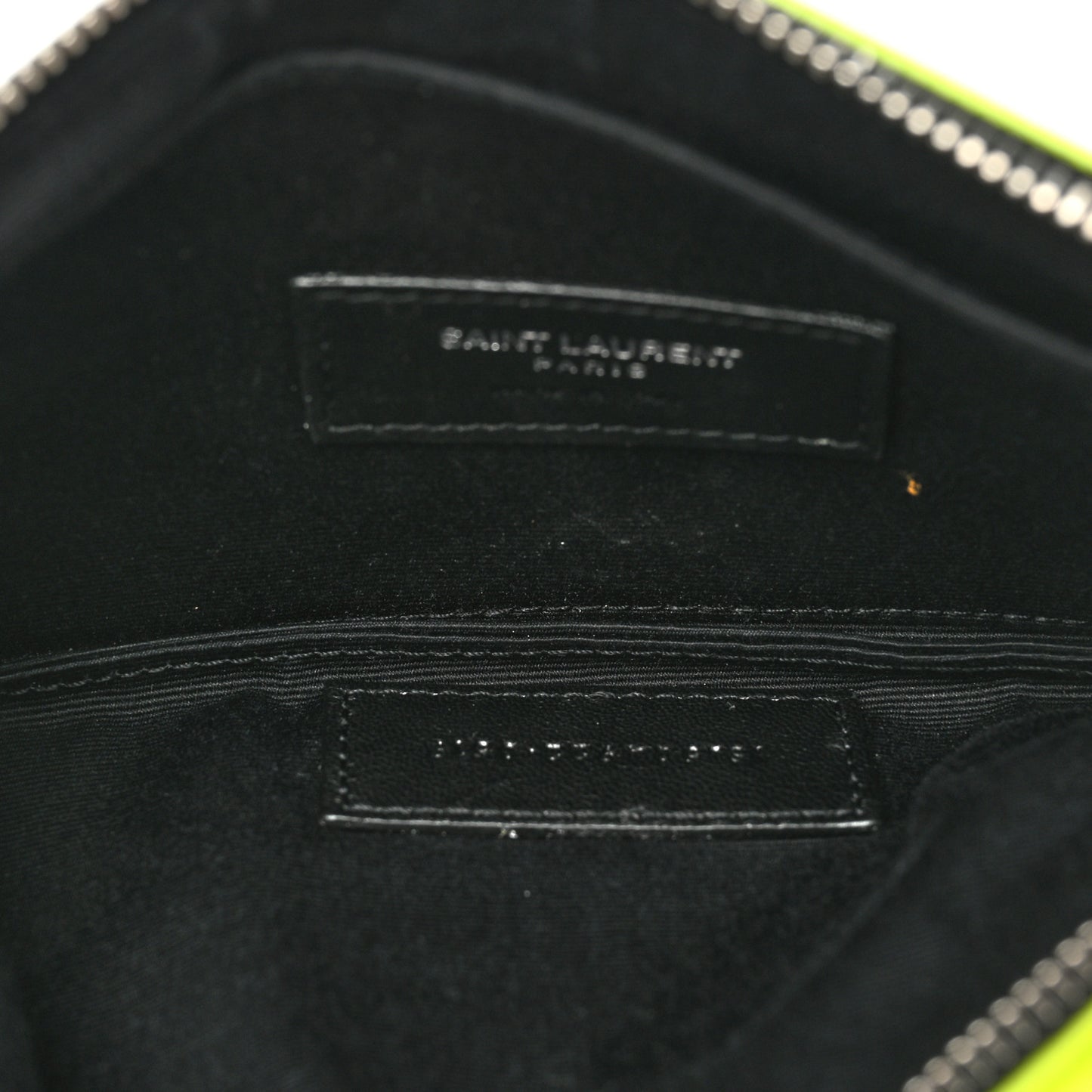 Patent Grain De Poudre Matelasse Chevron Monogram Bill Pouch Neon Yellow
