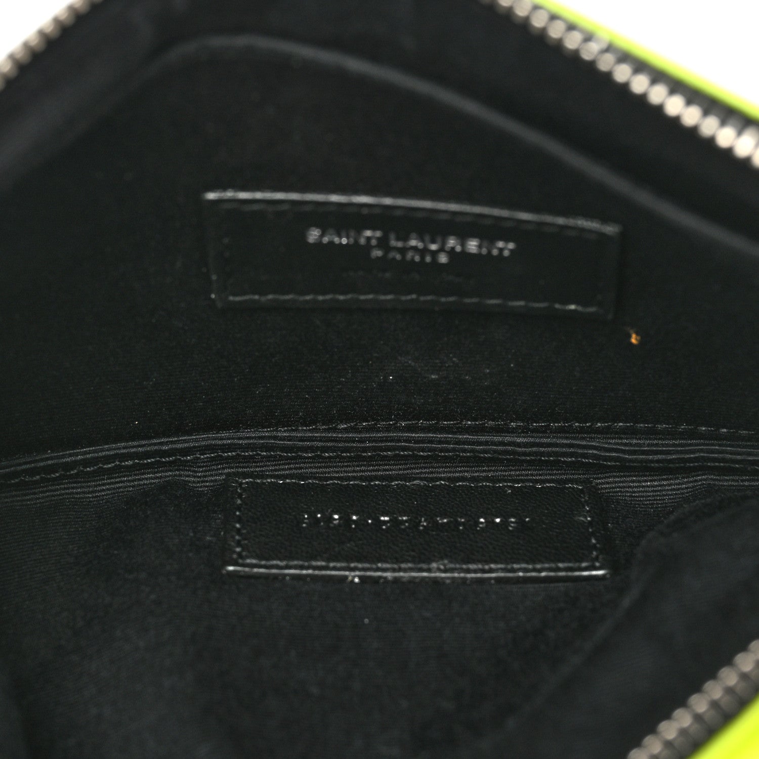 Saint Laurent Patent Grain De Poudre Matelasse Chevron Monogram Bill Pouch Neon Yellow 5 of 13