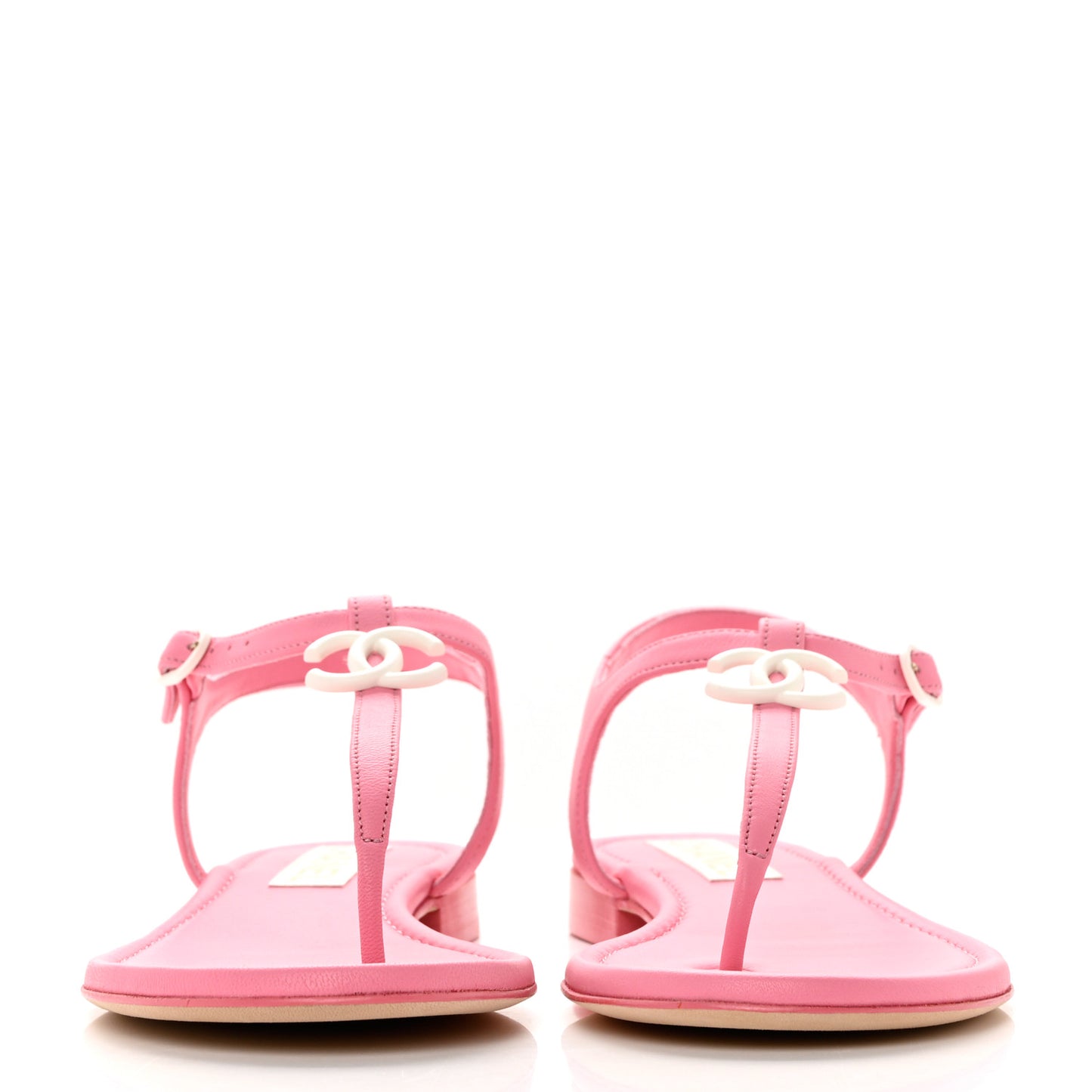 Lambskin CC Thong Sandals 39.5 Light Pink