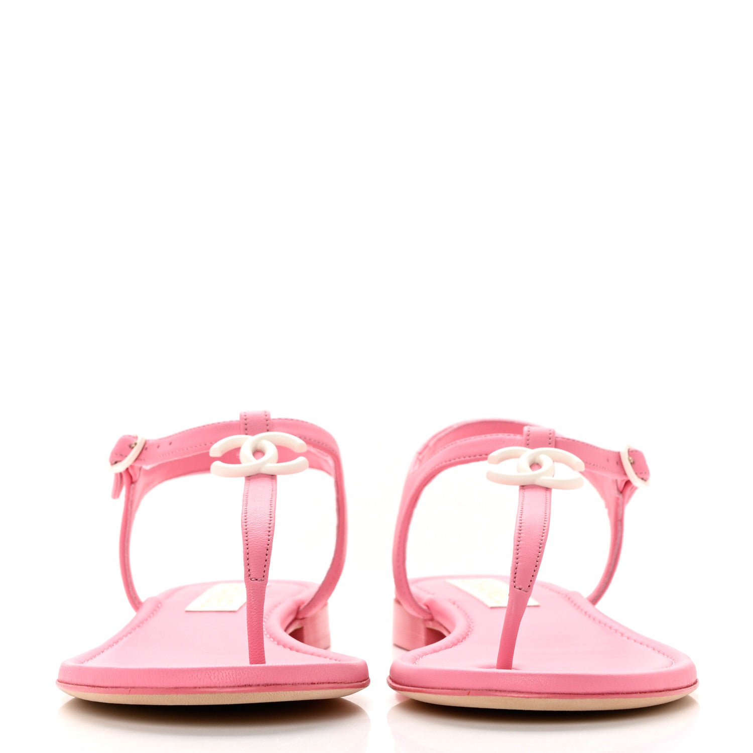 Chanel Lambskin CC Thong Sandals 39.5 Light Pink 2 of 9
