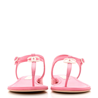 Chanel Lambskin CC Thong Sandals 39.5 Light Pink 2 of 9