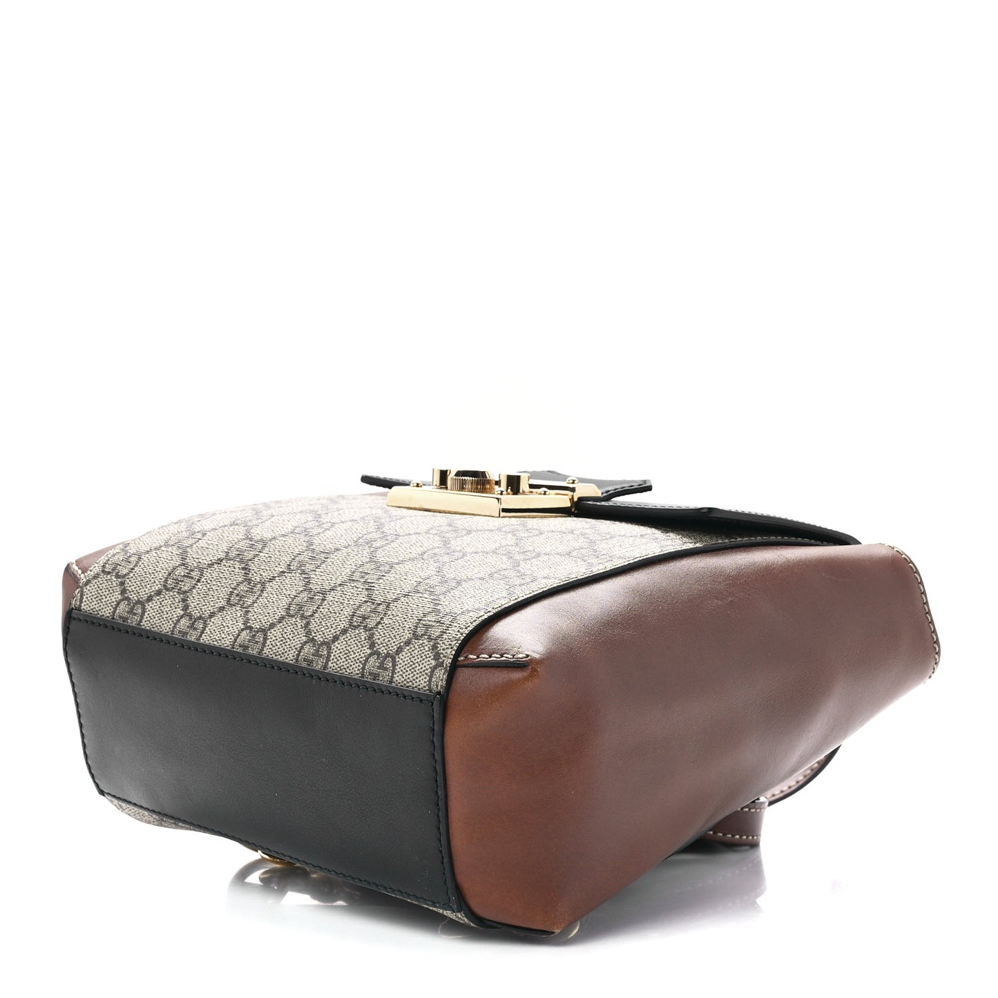 GG Supreme Monogram Calfskin Padlock Backpack Beige Cuir Black