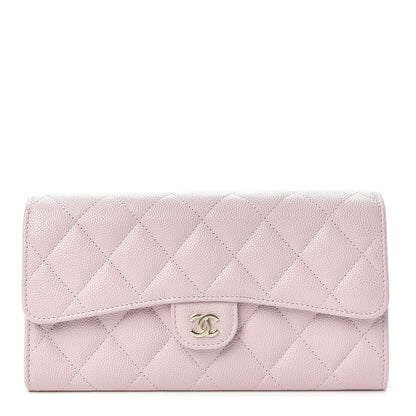 Chanel Caviar Quilted Large Gusset Flap Wallet Light Pink 1 of 8