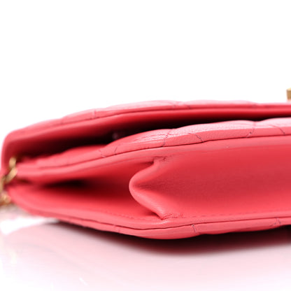 Chanel Lambskin Quilted CC Pearl Crush Wallet on Chain WOC Pink 9 of 10