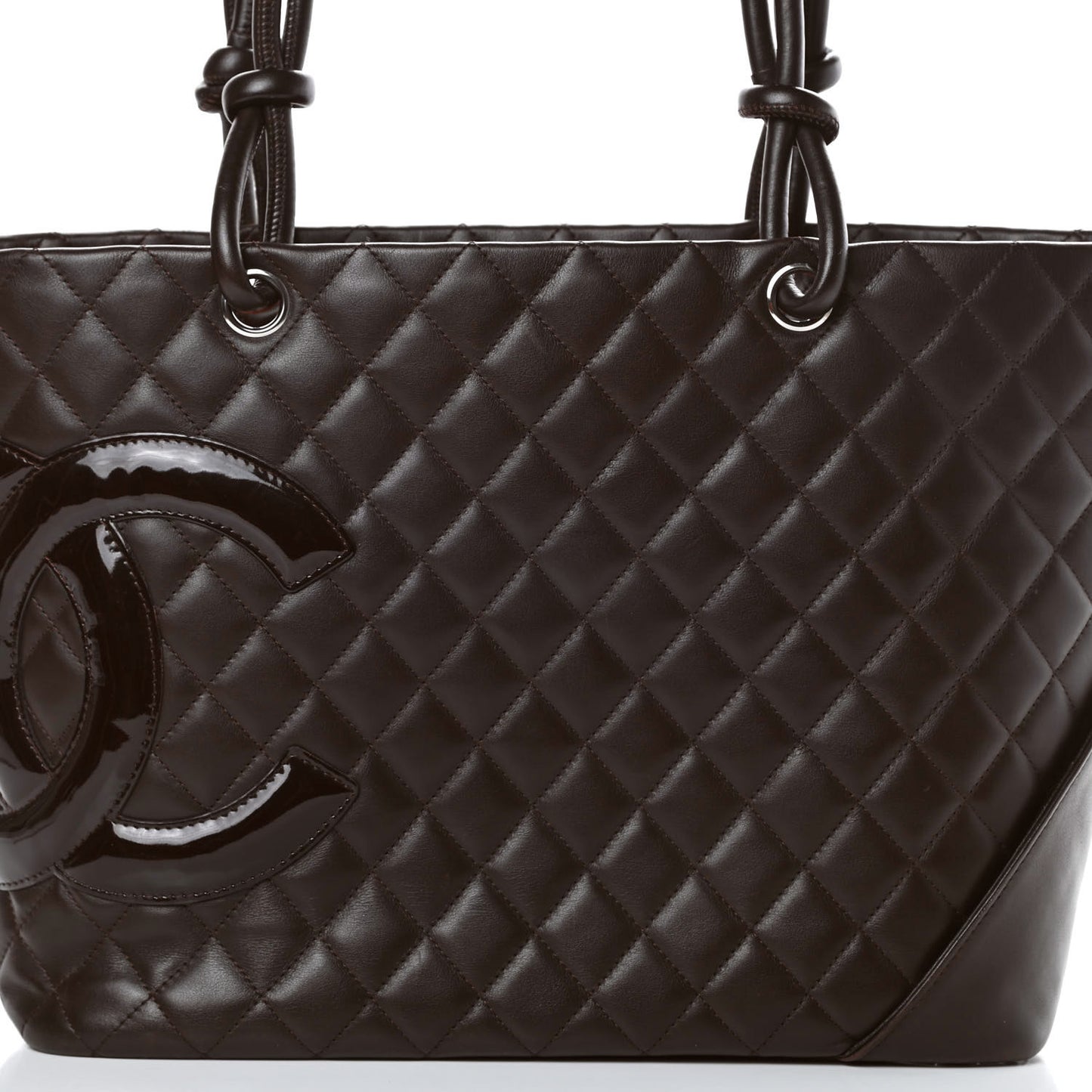 Calfskin Quilted Large Cambon Tote Brown