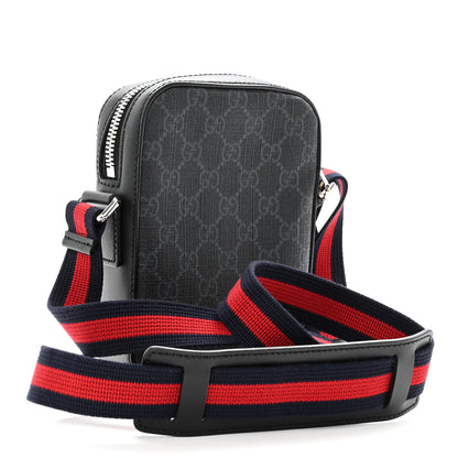 Gucci GG Supreme Monogram Appia Calfskin Web Small Camera Messenger Bag Black Grey 3 of 9